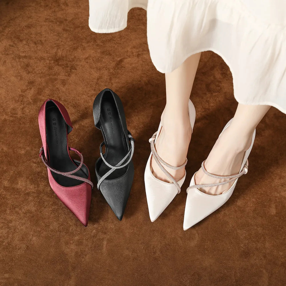 Point Toe Rhinestone High Heel Pumps - V.I.P Digital Presence