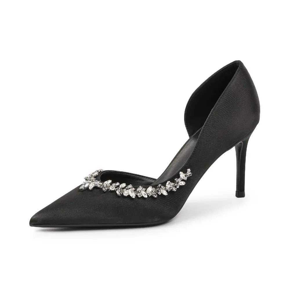Rhinestone Point Toe Stiletto Pumps - V.I.P Digital Presence