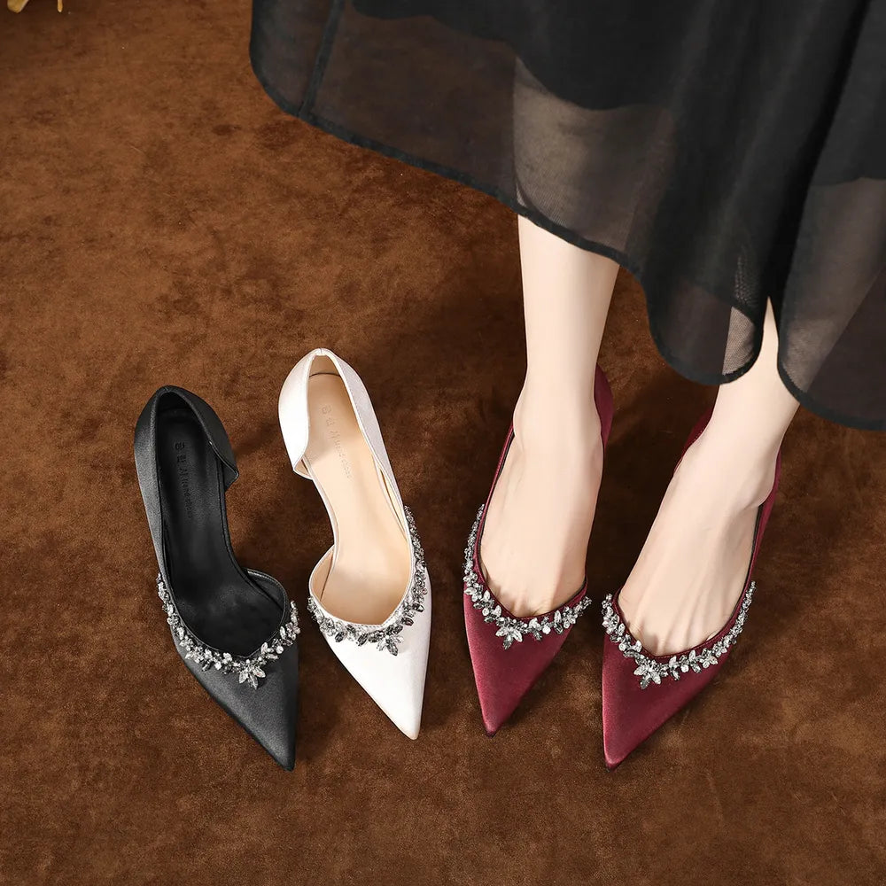 Rhinestone Point Toe Stiletto Pumps - V.I.P Digital Presence