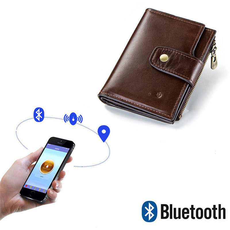 Smart Anti-Lost Wallet Men's Leather Wallet RFID Anti-theft Brush Coin Purse Bluetooth Link Multifunctional - V.I.P Digital Presence