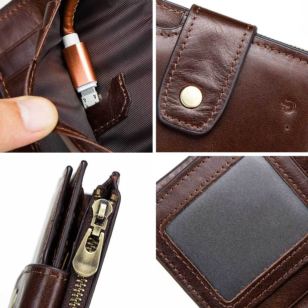 Smart Anti-Lost Wallet Men's Leather Wallet RFID Anti-theft Brush Coin Purse Bluetooth Link Multifunctional - V.I.P Digital Presence