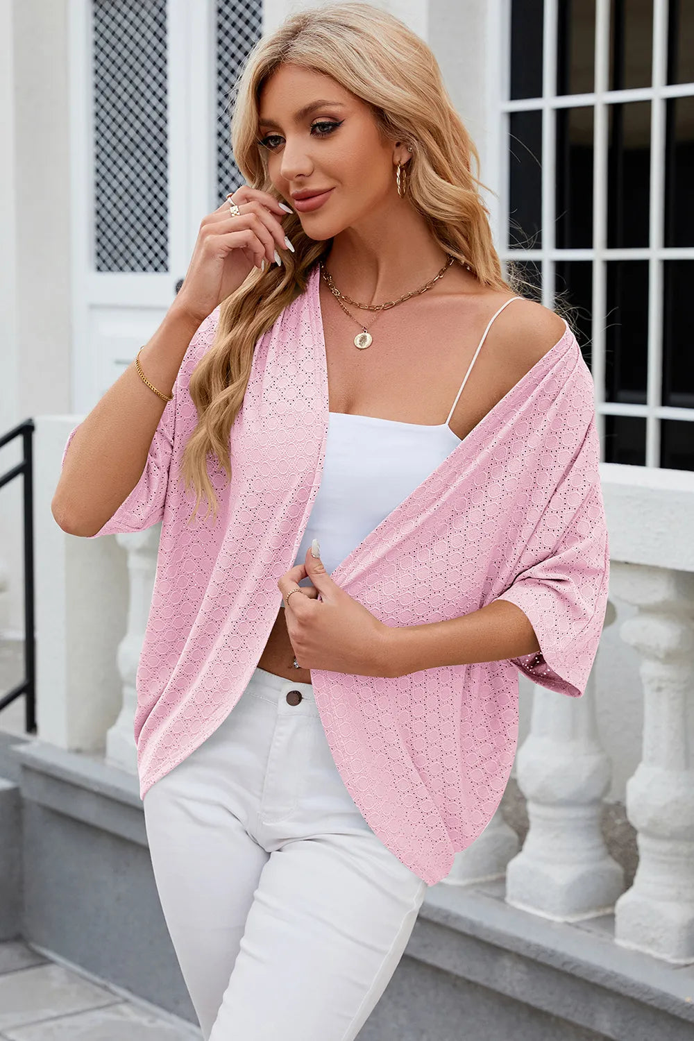 Solid color mid sleeved cardigan knitted cardigan jacket air-conditioned sweater - V.I.P Digital Presence