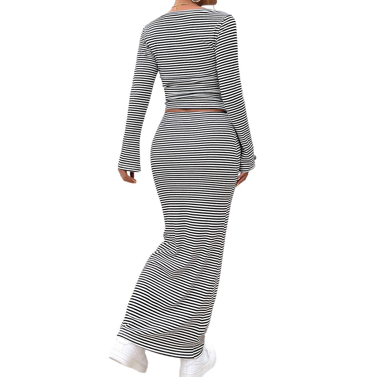 Striped T-shirt Butt Skirt Set - V.I.P Digital Presence