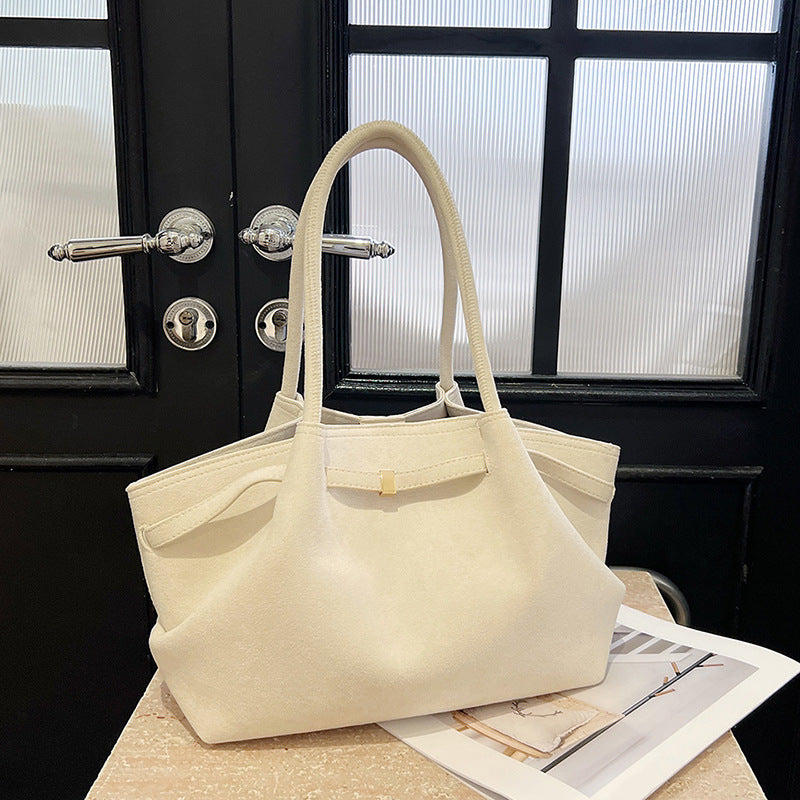 Suede tote bag for women in autumn and winter, high-end and niche design, large capacity commuting retro handbag - V.I.P Digital Presence