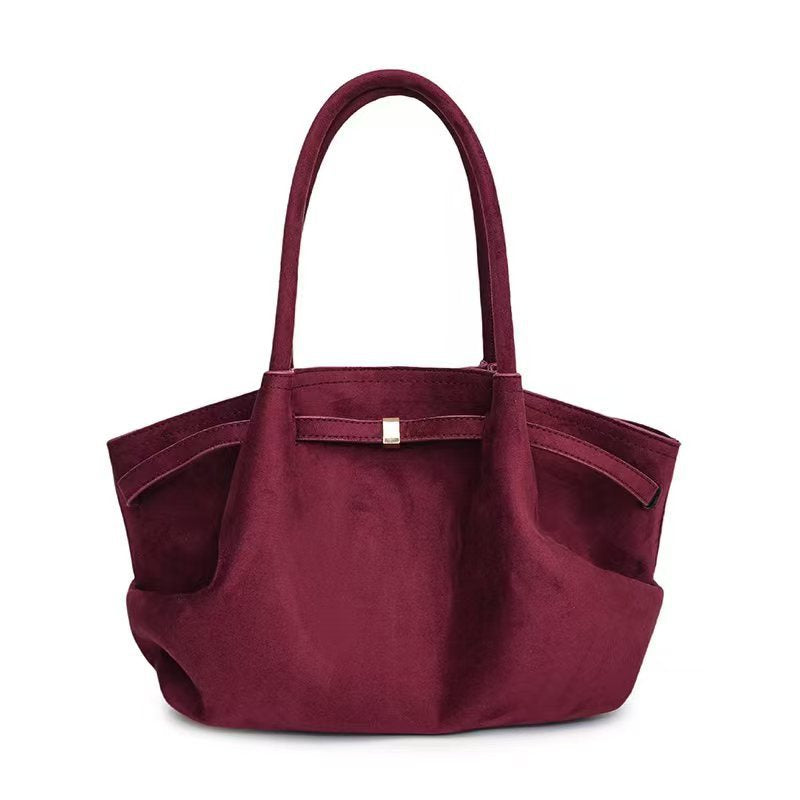 Suede tote bag for women in autumn and winter, high-end and niche design, large capacity commuting retro handbag - V.I.P Digital Presence