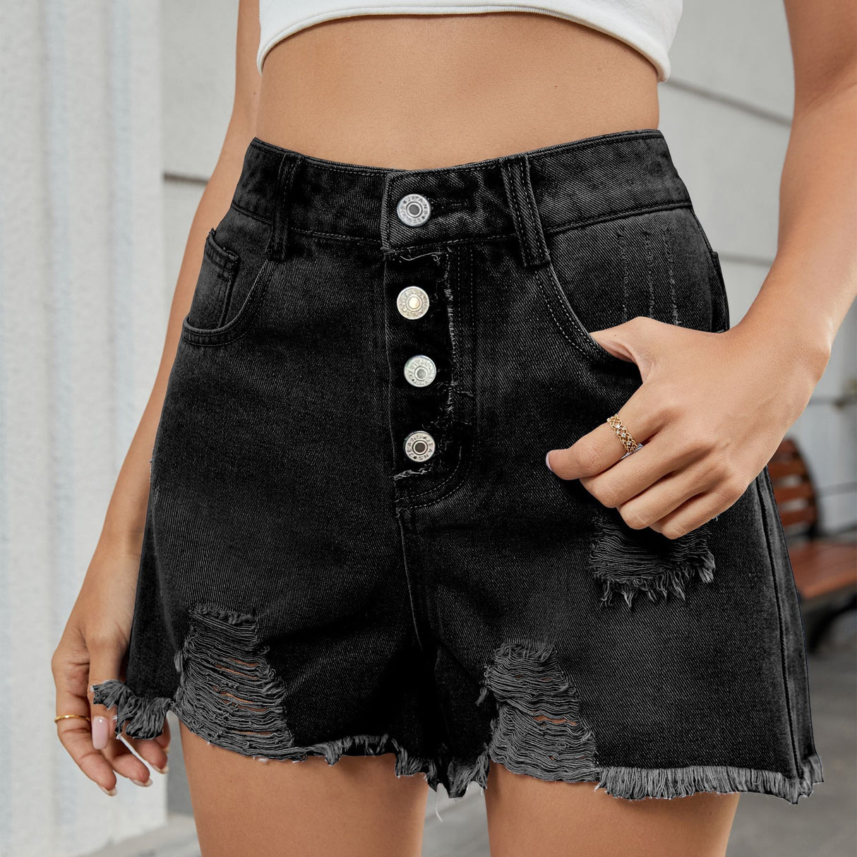 Women's denim ripped shorts hot pants - V.I.P Digital Presence