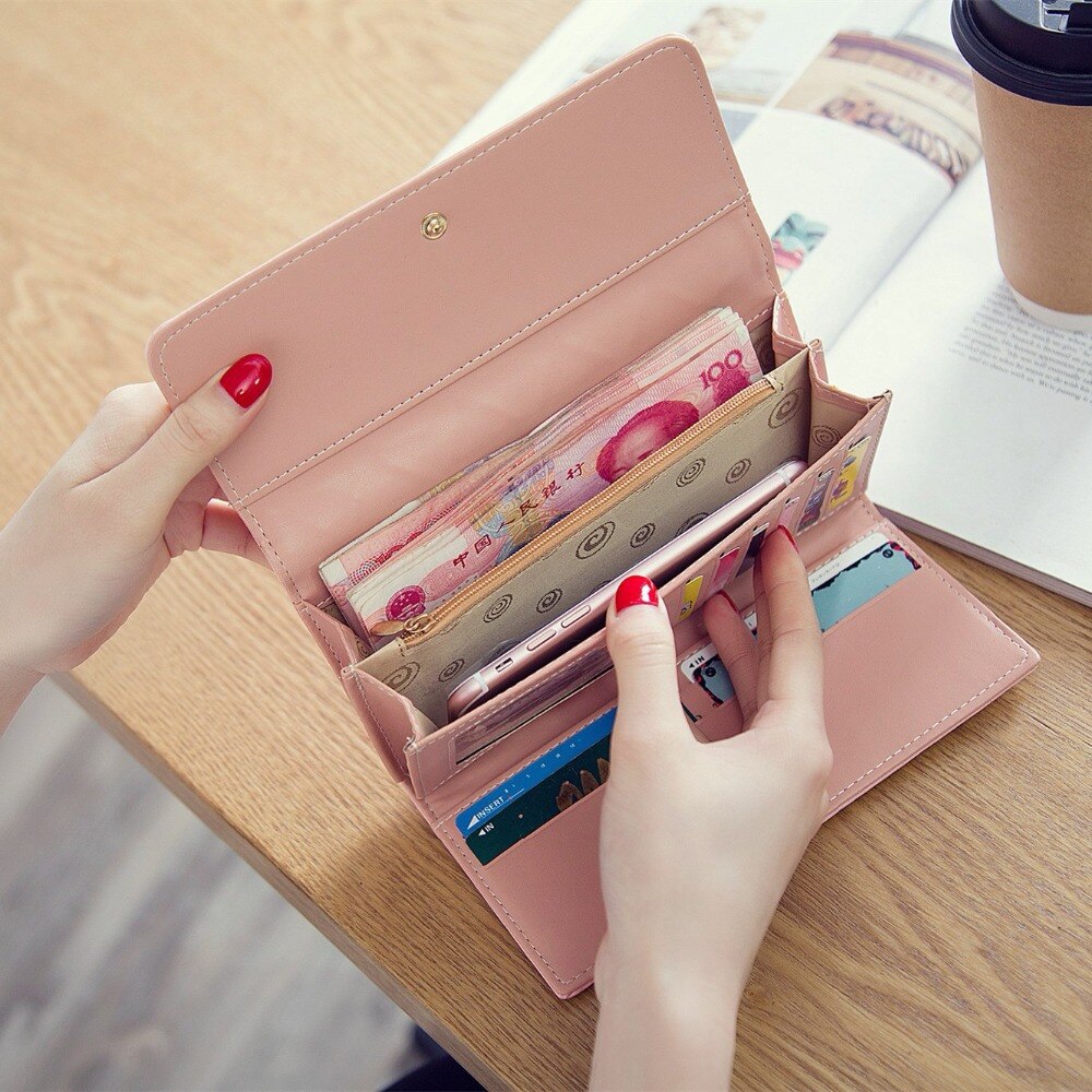 Womens Wallets and Purses Plaid PU Leather Long Wallet Hasp Phone Bag Money Coin Pocket Card Holder Female Wallets Purse - V.I.P Digital Presence