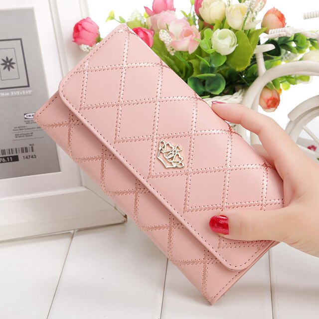 Womens Wallets and Purses Plaid PU Leather Long Wallet Hasp Phone Bag Money Coin Pocket Card Holder Female Wallets Purse - V.I.P Digital Presence