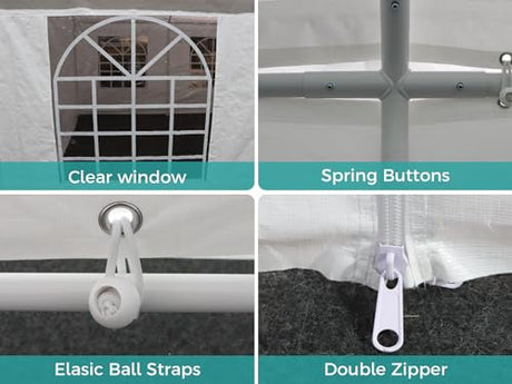 Sannwsg Party Tent -10x20FT Heavy duty Tent with Removable Side, Wedding Exclusive Holday Bithday BBa Backyard Evening Tent - V.I.P Digital Presence