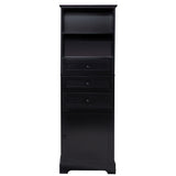 Black high storage cabinet with 3 drawers and adjustable shelves, MDF board painted - V.I.P Digital Presence