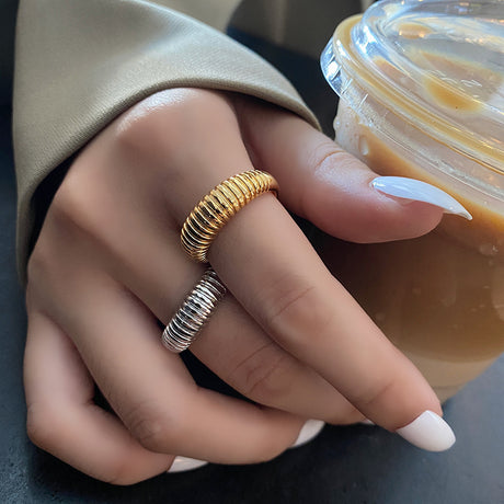 Temperament spiral pattern metal texture open index finger ring Hong Kong style anchor jewelry - V.I.P Digital Presence