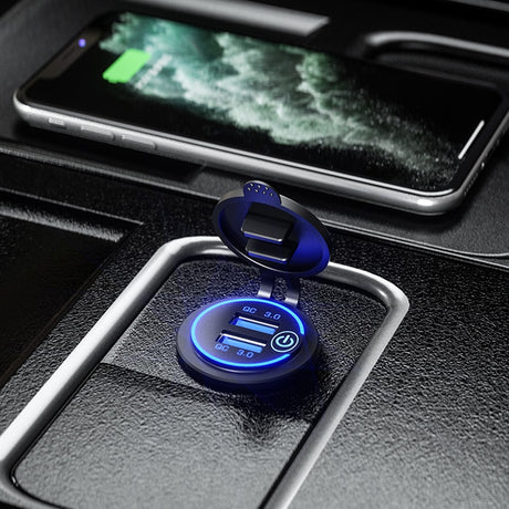 36W QC 3.0 Touch Switch Waterproof Universal Motorcycle Car Truck Boat Dual USB Charger Socket For Phone Tablet Camera GPS DVR - V.I.P Digital Presence