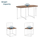 TOPMAX Modern 7-Piece Dining Table Set with Faux Marble Compact 55Inch Kitchen Table Set for 6  White+Cherry
