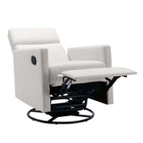 Modern Upholstered Rocker Nursery Chair Plush Seating Glider Swivel Recliner Chair Beige