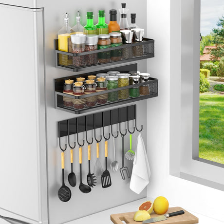 New Magnetic Shelf Moveable Magnetic Fridge Organizer  Rack Seasoning Organizer Spice Rack for Refrigerator - V.I.P Digital Presence