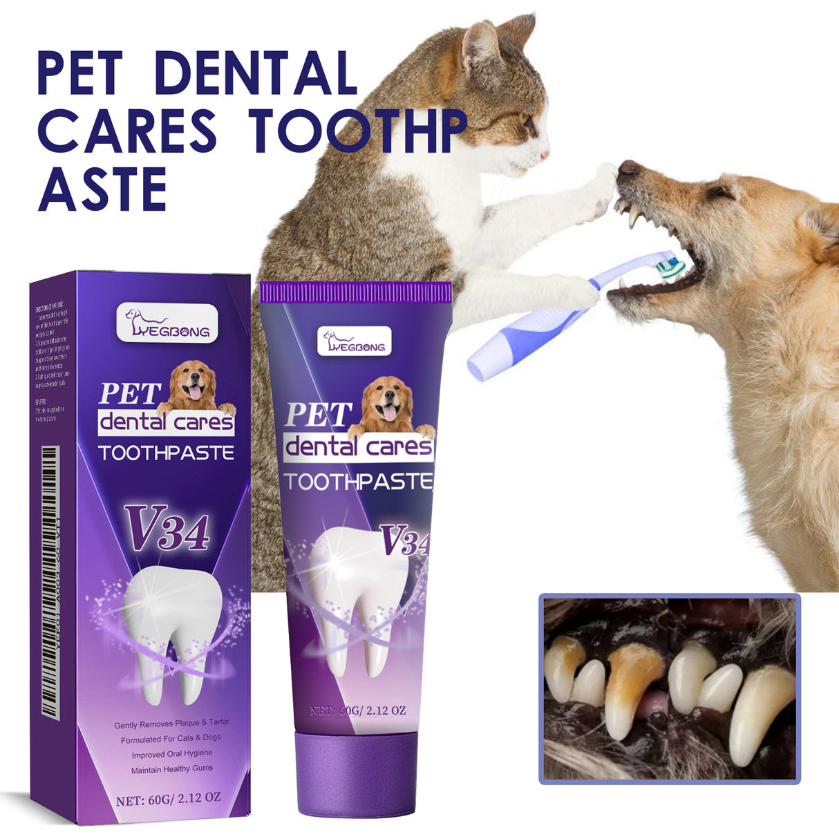 Pet V34 Toothpaste, Pet Clean Bad Breath Tartar Care Gum Care Toothpaste - V.I.P Digital Presence