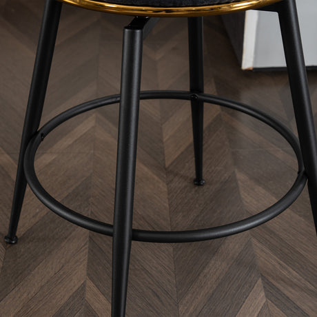 A set of 2 gray rotating bar stools - high backrest, adjustable, with elegant metal backrest decoration - V.I.P Digital Presence