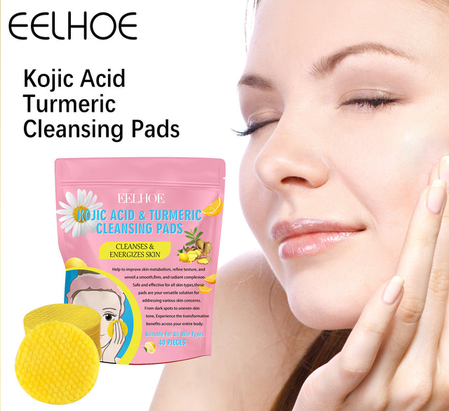 EELHOE Turmeric Kojic Acid Cleansing Pads Exfoliating Pads Facial Sponges For Cleansing Exfoliating Daily Cleansing Skin Care (40 PCS) - V.I.P Digital Presence