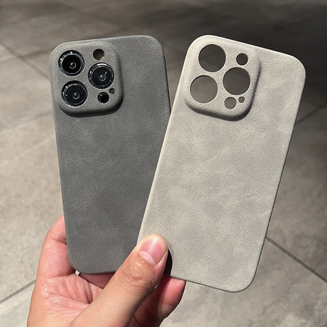 Suitable for iphone14promax mobile phone case suede pattern Apple 13 half package 12 anti-fall 11 net celebrity men's leather case - V.I.P Digital Presence