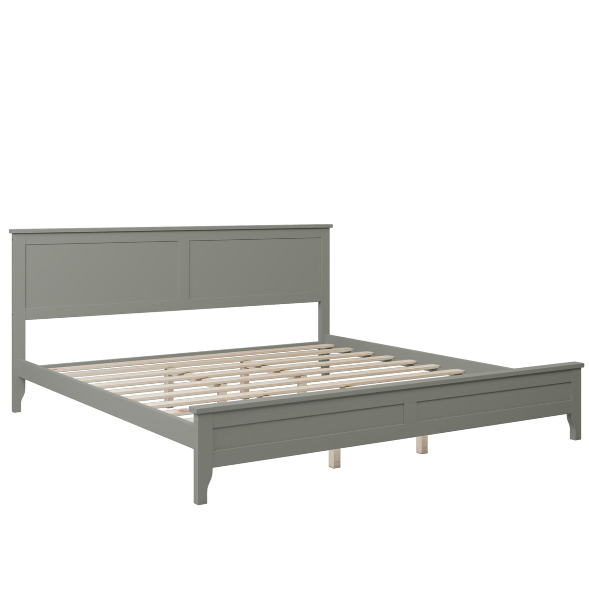 Modern Gray Solid Wood King Platform Bed - V.I.P Digital Presence