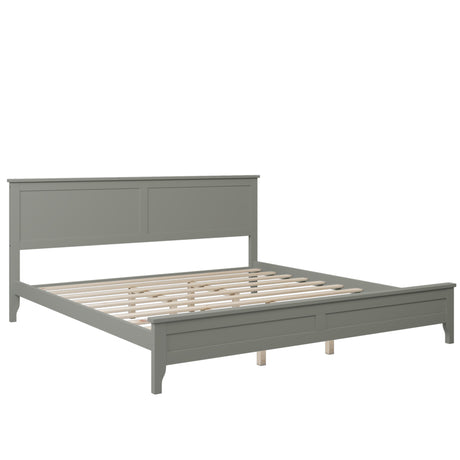 Modern Gray Solid Wood King Platform Bed - V.I.P Digital Presence