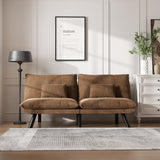 Leatehr Feeling Brown Convertible Folding Modern sofa Bed - V.I.P Digital Presence