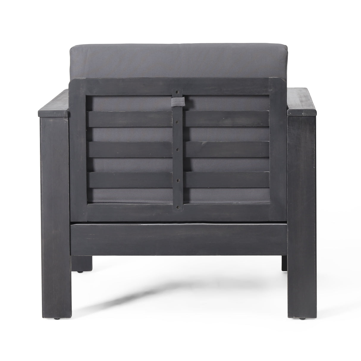 Outdoor Acacia Wood Club Chairs with Cushions, Dark Gray, 27.75"D x 32"W x 27.75"H - V.I.P Digital Presence