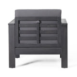 Outdoor Acacia Wood Club Chairs with Cushions, Dark Gray, 27.75"D x 32"W x 27.75"H - V.I.P Digital Presence