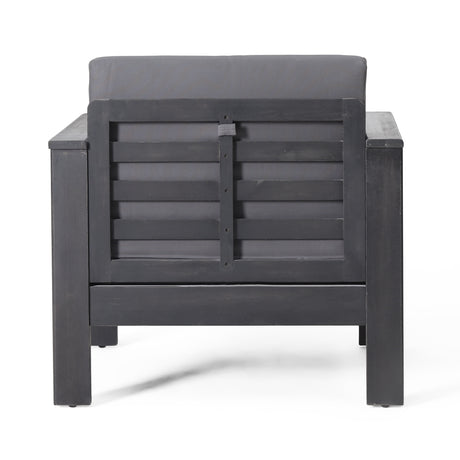 Outdoor Acacia Wood Club Chairs with Cushions, Dark Gray, 27.75"D x 32"W x 27.75"H - V.I.P Digital Presence