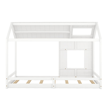 Twin Size House Bed with Roof and Window - White - V.I.P Digital Presence