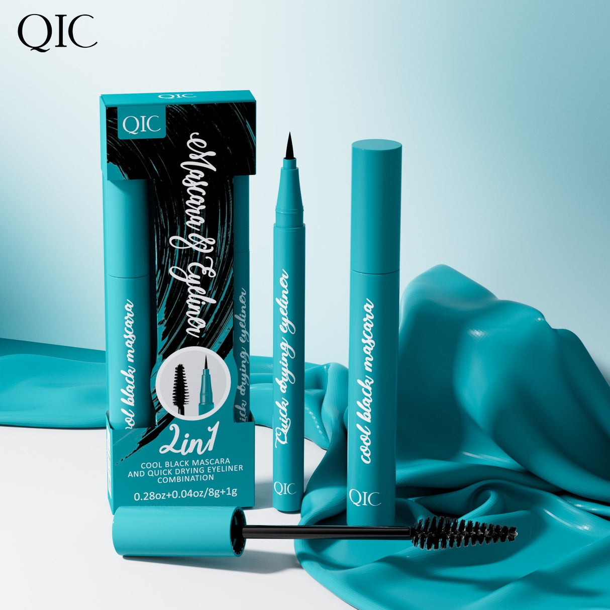 QIC Green Box 2in1 Eyeliner + Mascara Set Waterproof and Smudge-free Long, Thick and Curled Makeup - V.I.P Digital Presence