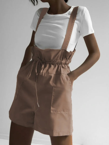 Drawstring Wide Strap Overalls with Pockets - V.I.P Digital Presence