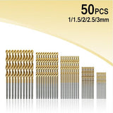 50Pcs Titanium Coated Drill Bits HSS High Speed Steel Drill Bits Set Tool High Quality Power Tools 1/1.5/2/2.5/3mm - V.I.P Digital Presence