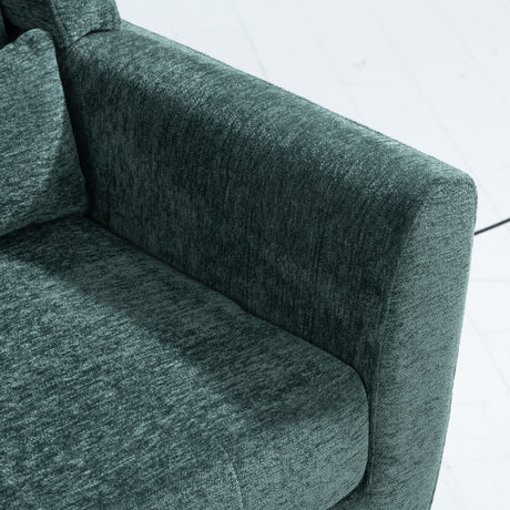 Modern Accent Chair Upholstered Foam Filled Living Room Chairs Comfy Reading Chair Mid Century Modern Chair  (Blackish Green) - V.I.P Digital Presence