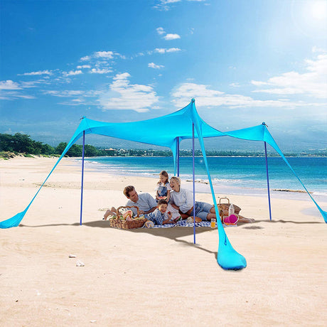 Family beach tent, large pop-up parasol, beach shelter, sun shade. Stable poles with portable carry bag. Outdoor shade. - V.I.P Digital Presence