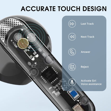 AKZ-S26 Wireless Sports Earphones Mini Transparent Shell Bluetooth Earphones TWS Lightweight Running Tpye-c Heavy Bass - V.I.P Digital Presence