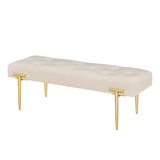 48'' Modern Ottoman Bench Velvet Bench Upholstered Footrest With Gold Metal Legs And Padded Seat For Bedroom Living Room - V.I.P Digital Presence