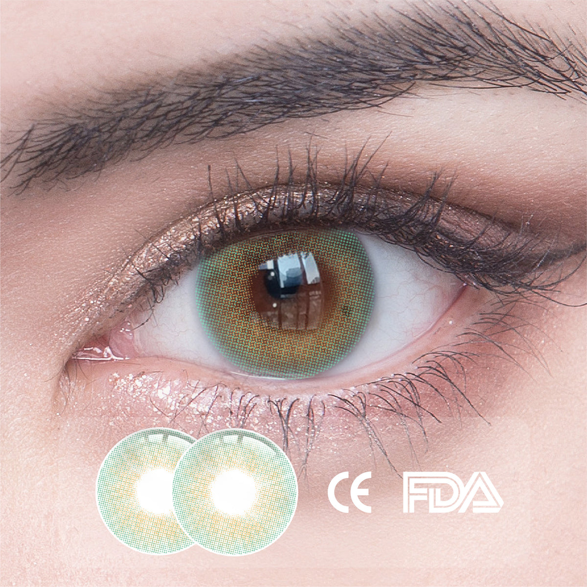 1PCS FDA Certificate Eyes Beautiful Pupil Colorful Girl Cosplay Contact Lenses Green - V.I.P Digital Presence