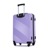 3 Piece Luggage Sets PC+ABS Lightweight Suitcase with Two Hooks Spinner Wheels (20/24/28) Light Purple