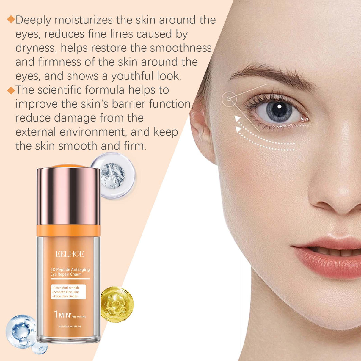 5d Peptide Eye Repair Cream Moisturizing And Smoothing Fine Lines Around Eyes And Firming Repair Eye Cream