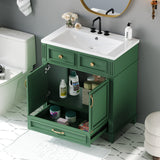 30 inch uncovered bathroom vanity with soft closed door, limited to solid wood frame bathroom storage cabinet green - V.I.P Digital Presence