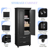 Tall Storage Cabinet with Two Drawers for Bathroom/Office, Black - V.I.P Digital Presence