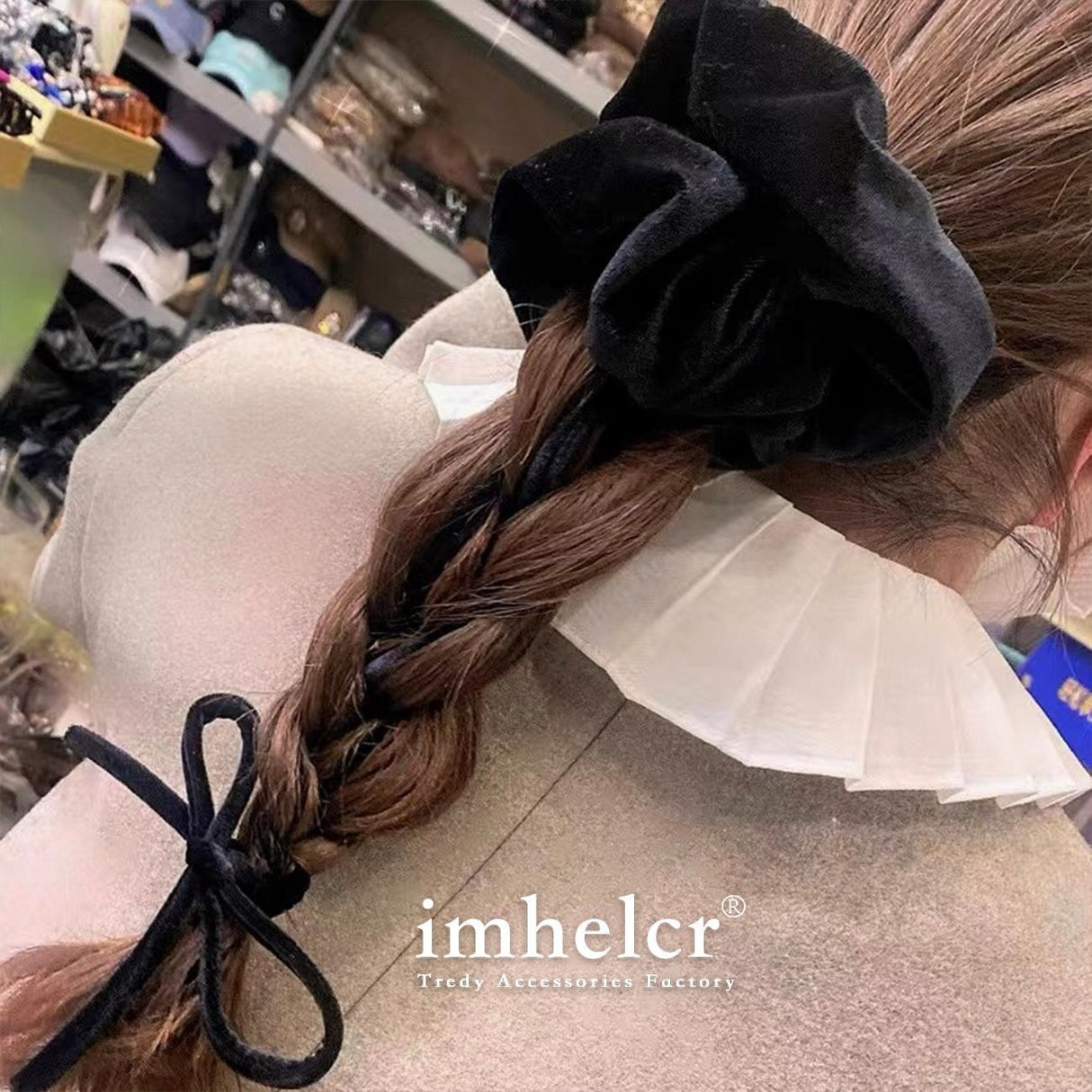 Vintage Velvet Long Ribbon Bow Large Intestine Hair Loop Head Rope Female - V.I.P Digital Presence