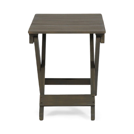 Outdoor Folding Wooden Side Table, Gray, 15"D x 22.75"W x 18.25"H - V.I.P Digital Presence