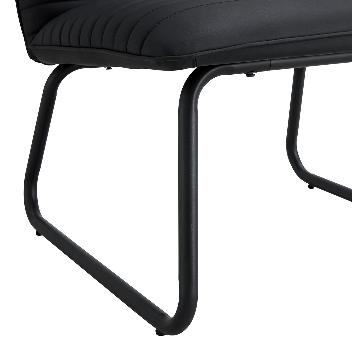 Black minimalist armless sofa chair with PU backrest paired with black metal legs