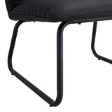 Black minimalist armless sofa chair with PU backrest paired with black metal legs