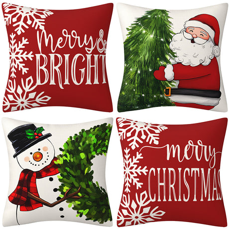 Christmas Snowman Pillow Cover, Big Red Snowman Printed Cushion Cover, Decorative Sofa Cover, Home Furnishings - V.I.P Digital Presence