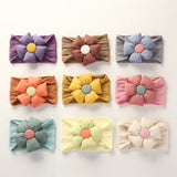 Diadema infantil de nailon jacquard con flores para bebé, suave, antiarañazos, de ala ancha