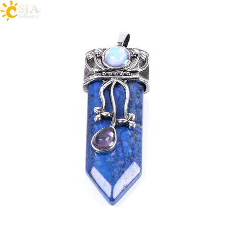 CSJA Vintage Large Natural Stone Sword-Shaped Pendant Jewelry Striped Crystal Agate Tiger Eye Jewelry Pendant Without Chain - V.I.P Digital Presence