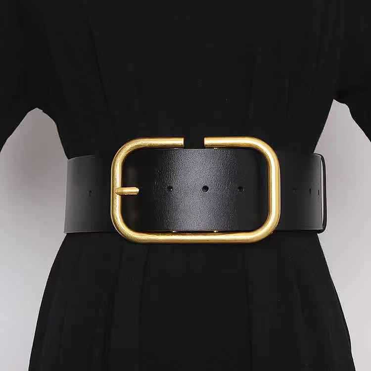Ladies' cowhide wide waistband waistband decorative skirt windbreaker belt waistband - V.I.P Digital Presence
